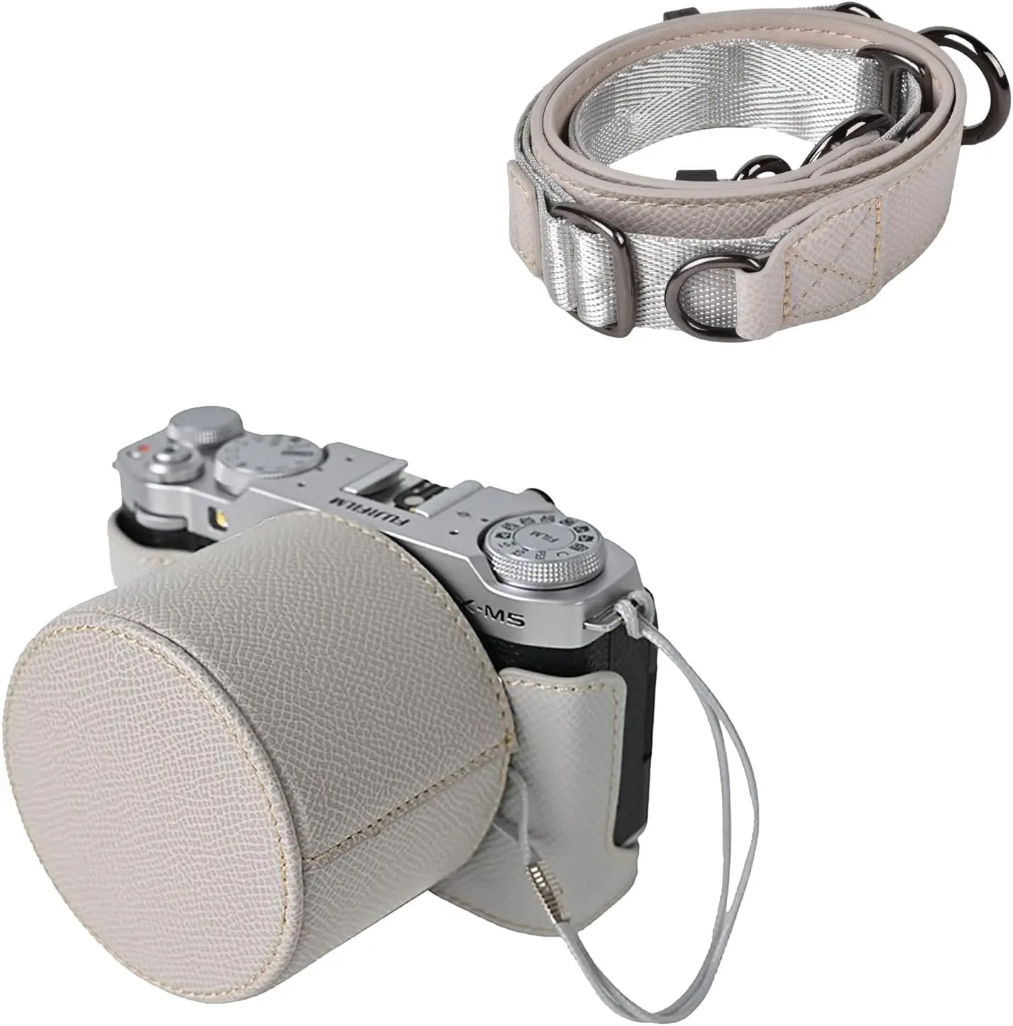 

Protective Case Kit for Fujifilm X-M5 Mirrorless Camera, Half Case with Lens Cap & Shoulder Strap - Grey