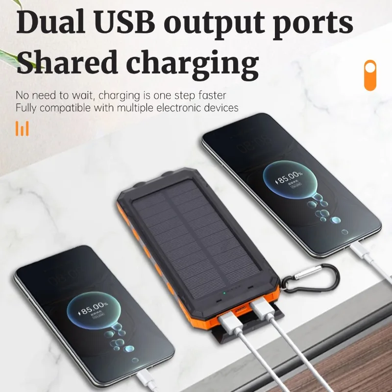 Batteria di ricarica rapida della banca di potere di grande capacitร di energia mobile impermeabile della banca di energia solare 20000mAh per
