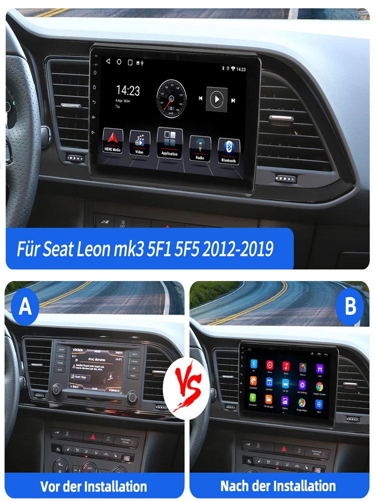 ESSGOO 6+128G 8-CORE Draadloze Apple Carplay Android Auto Voor SEAT Leon MK3 5F1 5F5 2012-2019 Android 15 9 Inch QLED Touchscreen Autoradio GPS Navigatie 4G WIFI SWC RDS Spiegelkoppeling FM/AM - afbeelding 2