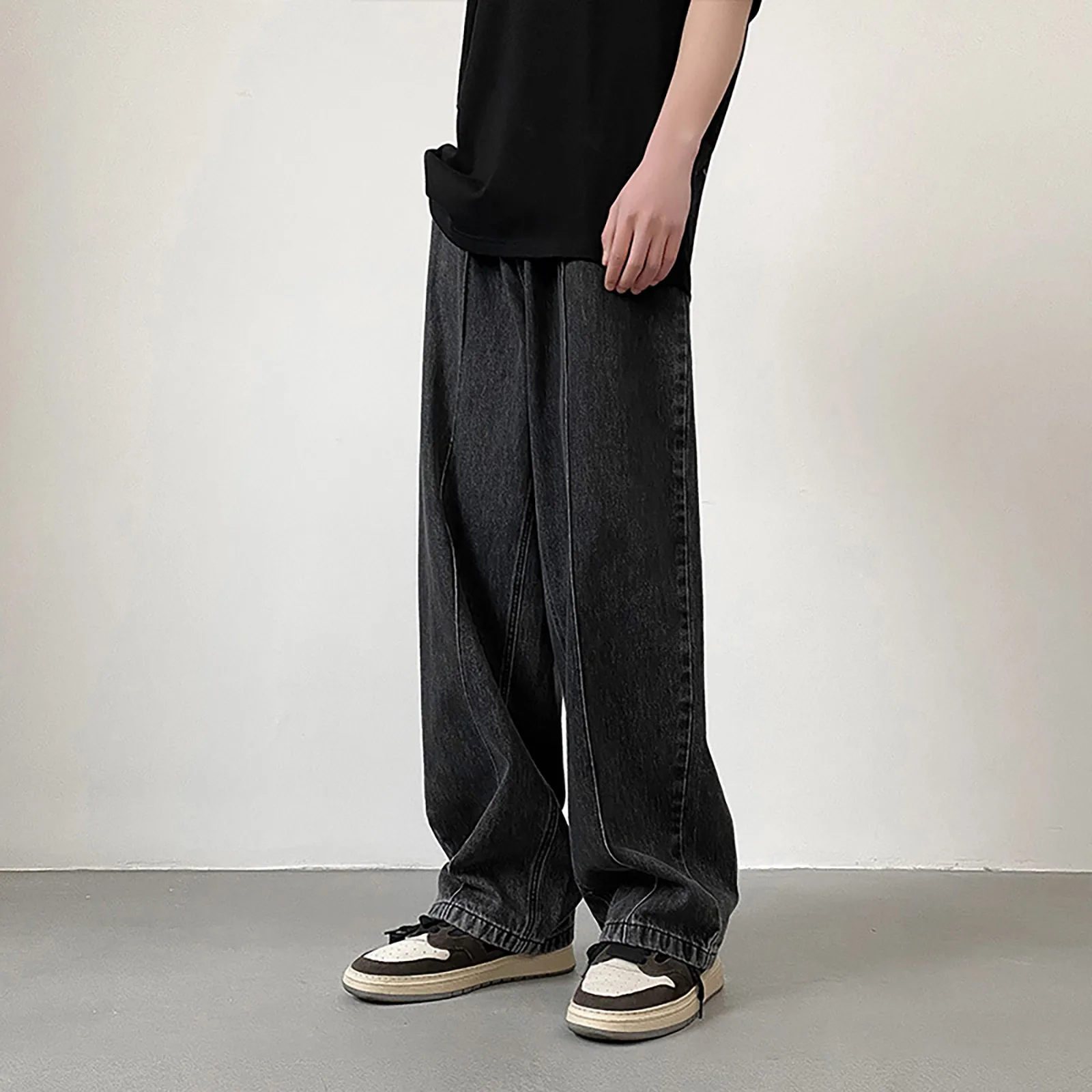 Mens Y2k Jeans Vintage Denim Baggy Straight Trousers Loose Korean Style Streetwear Pants Spring Autumn Oversize Harajuku Bottoms