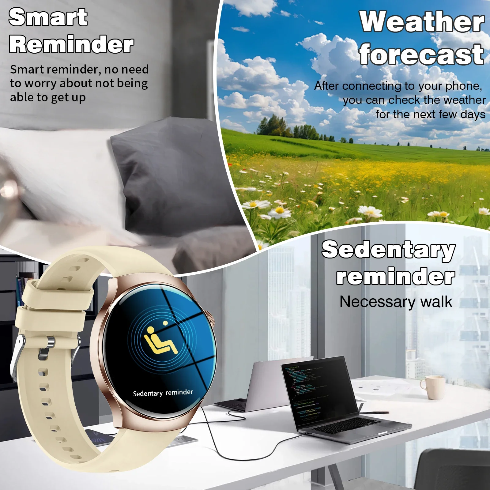 ساعة ذكية، اتصال/اتصال لاسلكي، وضع رياضي متعدد، عرض تنبيه الرسائل، ورق حائط مخصص، شاشة للياقة البدنية، واي فاي متوافق #4