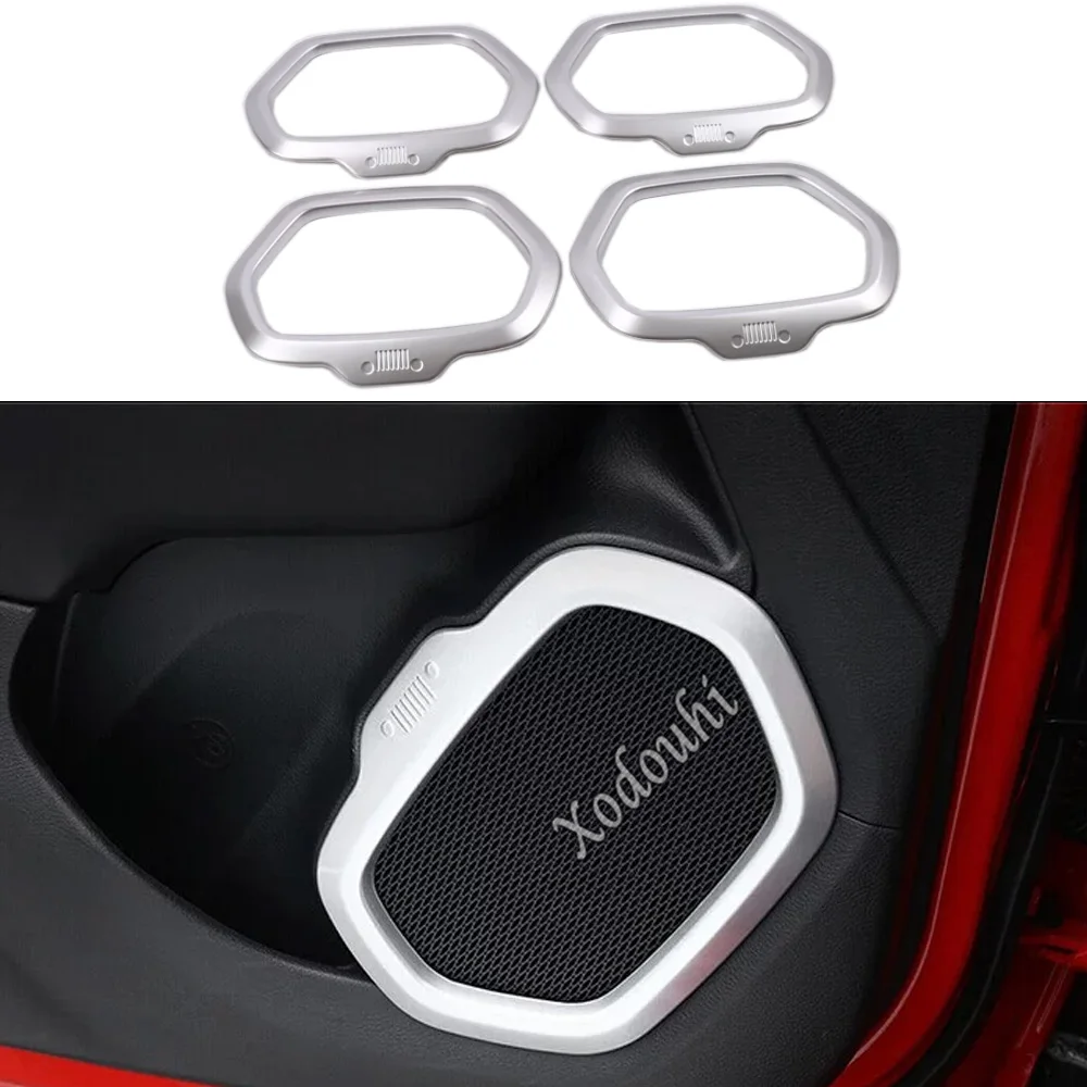 For Jeep Renegade 2016 2017 2018 2019 2020 2021 Car Cover Detector Stick ABS Inside Door Audio Speak Sound Cover Ring Trim Frame