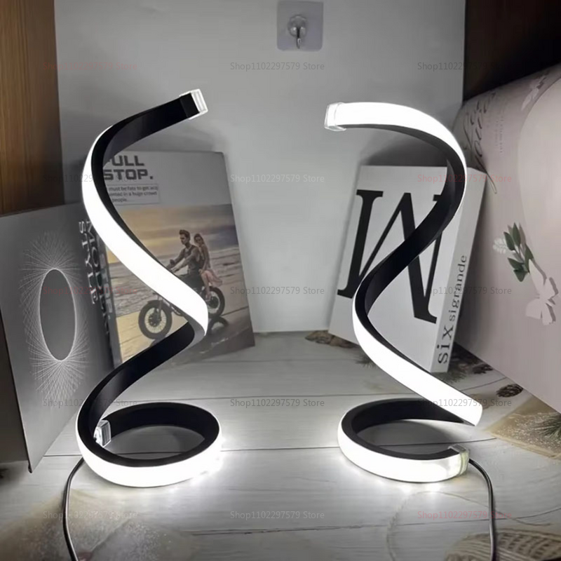  Creative flexible serpentine table lamp three-color infinity dimming plug-in night light bedroom bar decorative atmosphere light 
