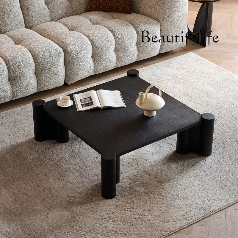 French Simplicity Mid-Ancient Silent Style Designer Tea Table Cement Paint Solid Wood Square Coffee Table Combination