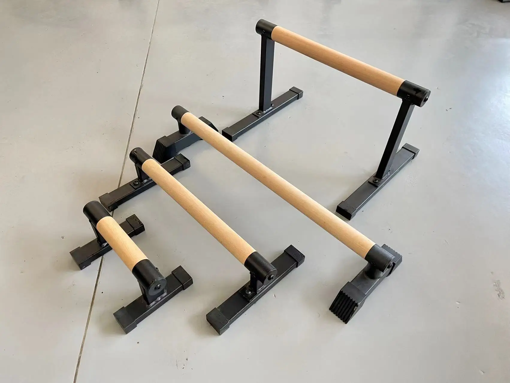 HYBRID  Steel Parallettes Wooden Push Up Stand Dip Bar Equalizer Bar Chin Up Bar Muscle Strength Exercise