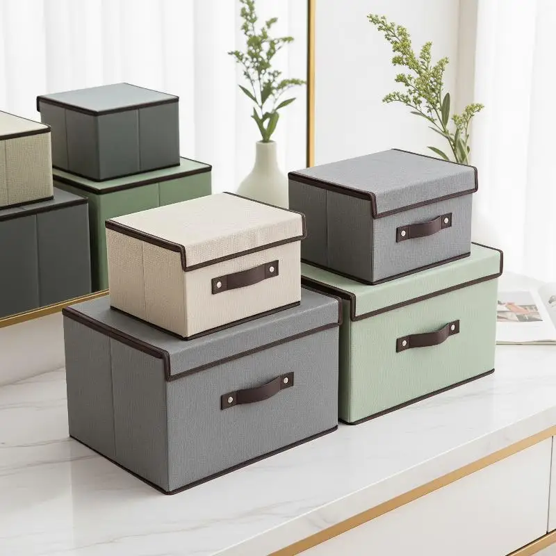 Fold Non Woven Fabric Home Storage Box Wear‑Resistant Reinforced Clothing Underwear Sock Kid Toy Cosmetics Organizer