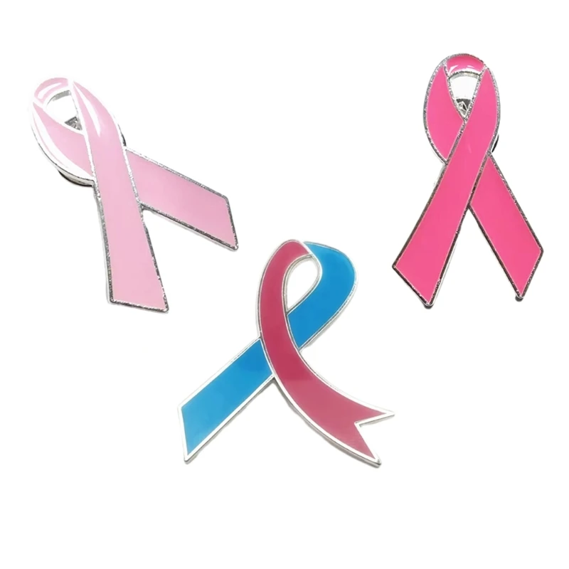 Pink Ribbon Brooch Pins Ribbon Lapel Official Breast Cancers Awareness Lapel Pin for Charity Public Social Event