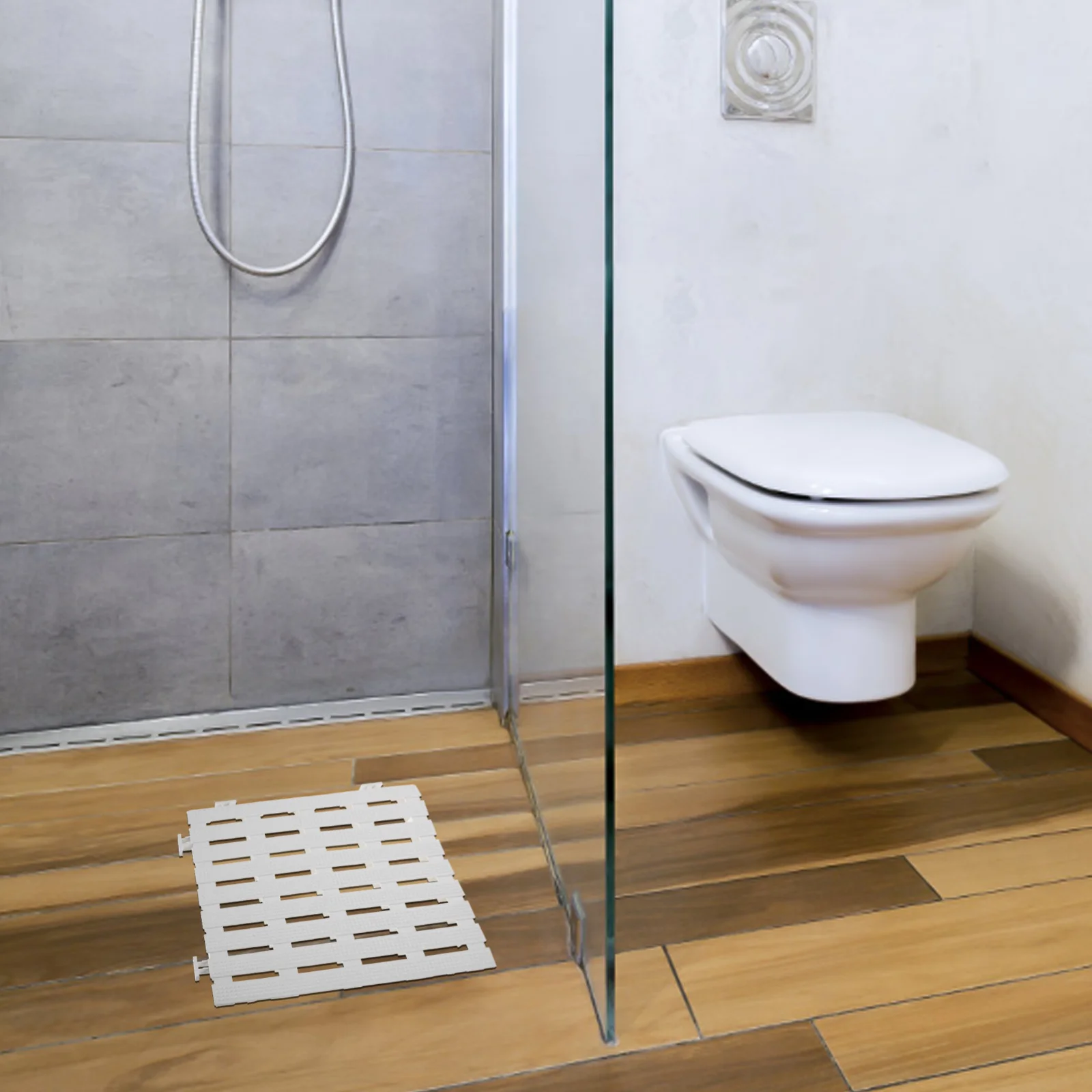 

Non Slip Bathroom Mat PVC Drainage Floor 30cmx1cm Interlocking Tile for Sauna Room Shower Stall Spa Bath Wet Room Entryway Floor