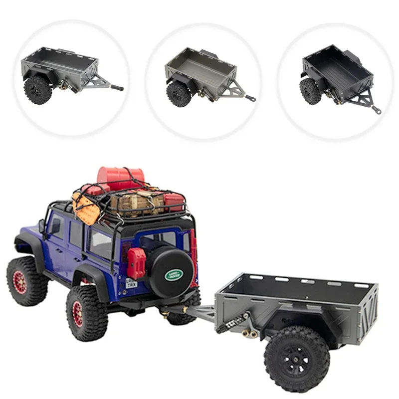 

CNC Aluminum 1/18 Utility Trailer with Hitch Mount for RC Crawler TRX4M Bronco Defender Scale Accessories