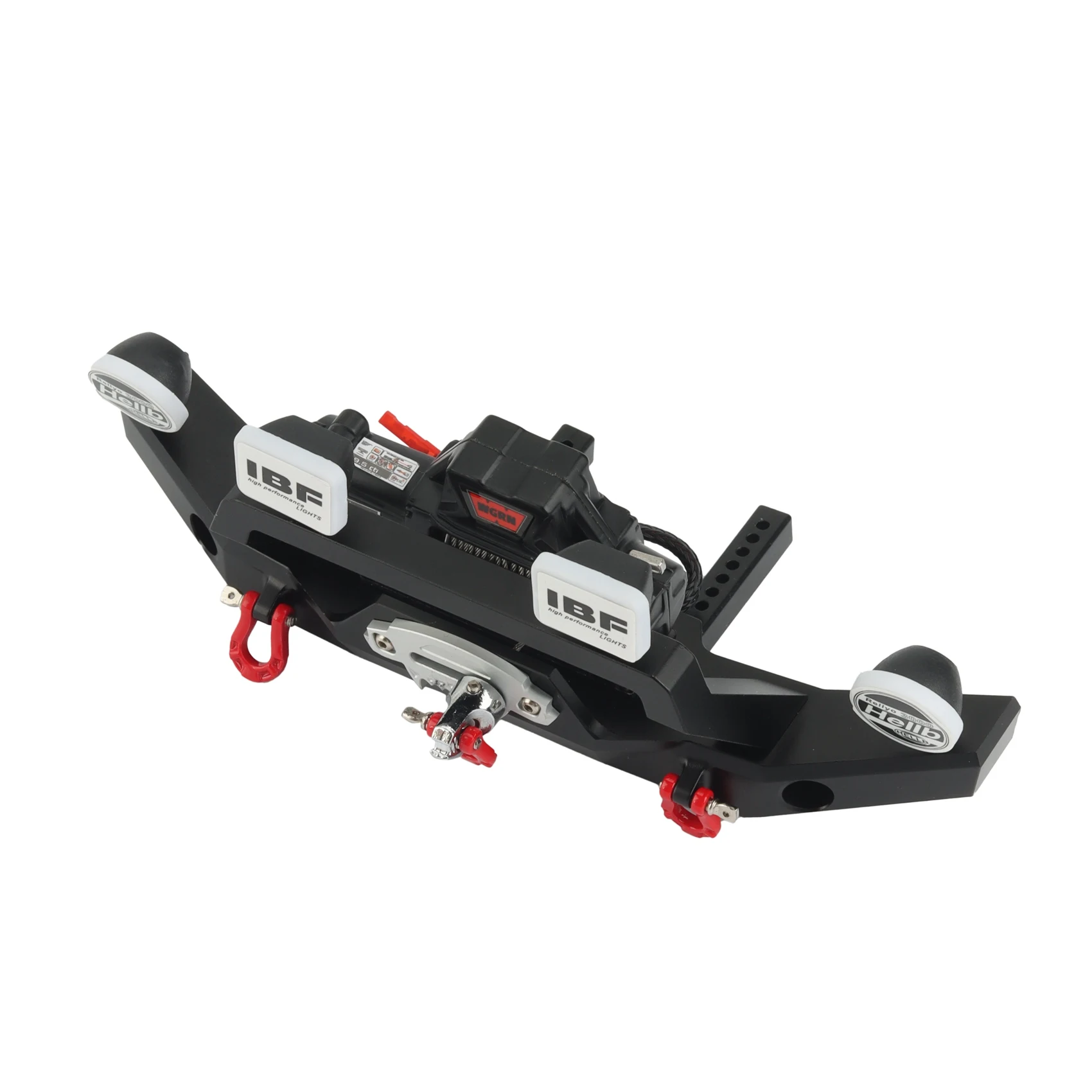 WOWFU-Metal Front Bumper With 3CH Winch Led Light For 1/10 RC Crawler Axial SCX10 90046 SCX10 III TRAXXAS TRX4 Upgrade Parts