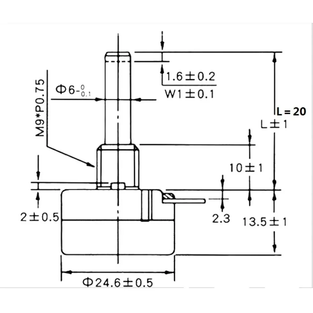 โพเทนชิออมิเตอร์ฟิล์มคาร์บอนเลี้ยวเดียว RV24YN20S B105 1M ตัวต้านทานแบบปรับได้