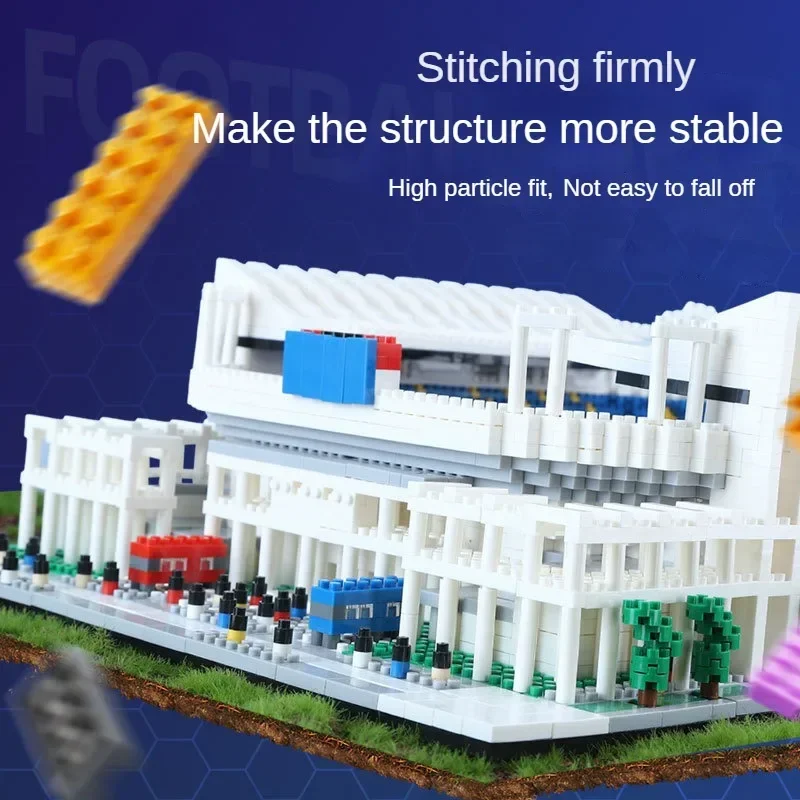 Assembly and Construction of A Sports Stadium Model Using Miniature Plastic Madrid Football Field Small Building Blocks