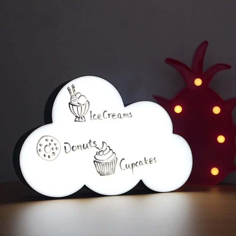 DIY Light Box Creative LED Night Lamp Cartoon Cloud Message Board Handwritten Message Lamps Room Decoration Kid Gift