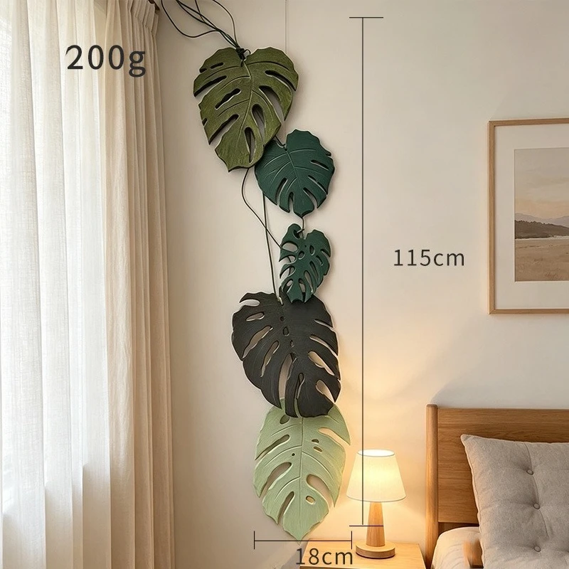 Wall Hanging Ornament Wood Plastic Board Simulation Monstera Leaves, Artificial Foliage for Wedding and Festival Home Decoration