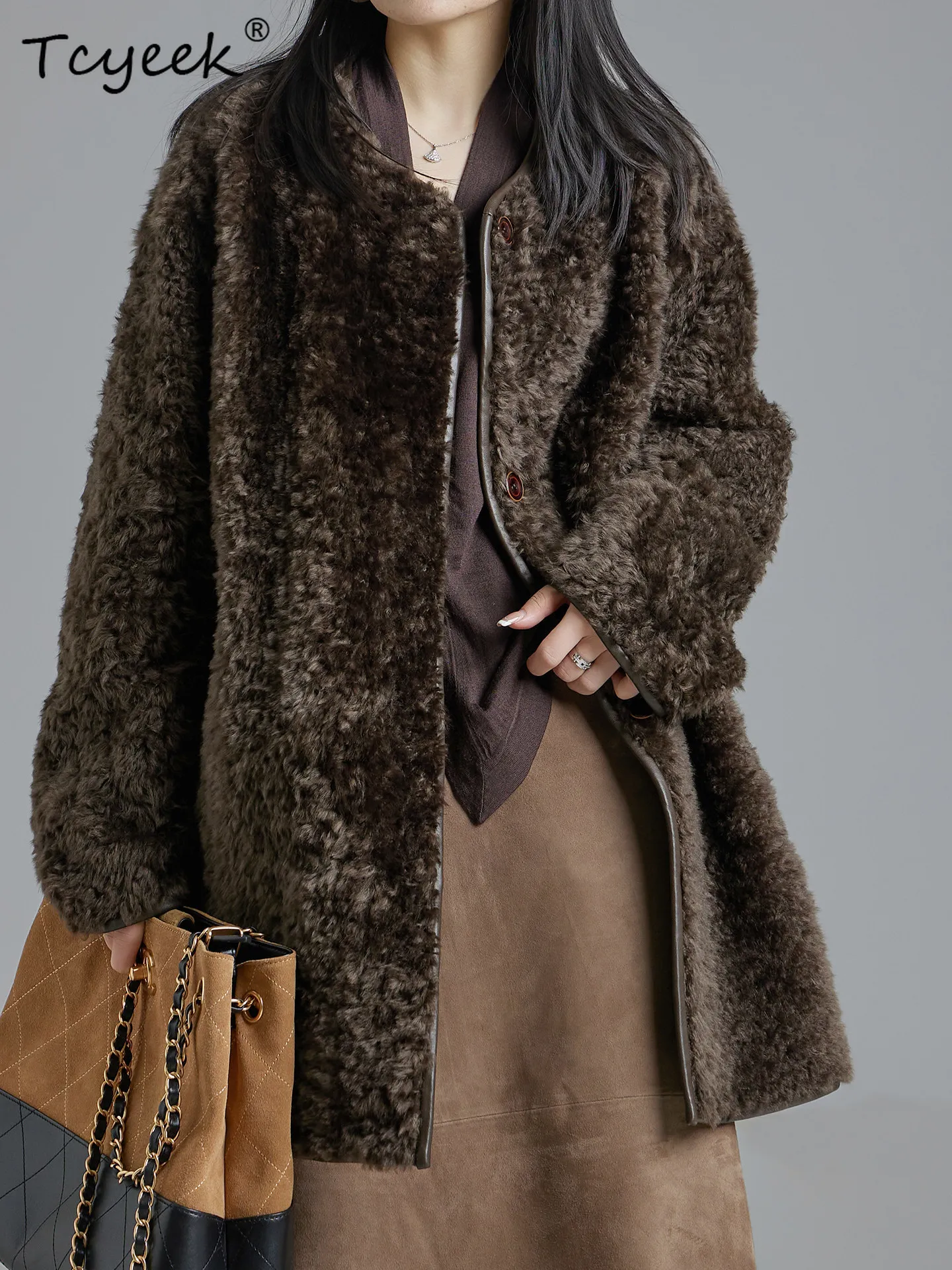 AYUNSUE Natural Sheep Fur Coat Women Clothing Real Leather Jacket Woman 2026 Mid-length Winter Jackets Loose Fit Шуба Женская