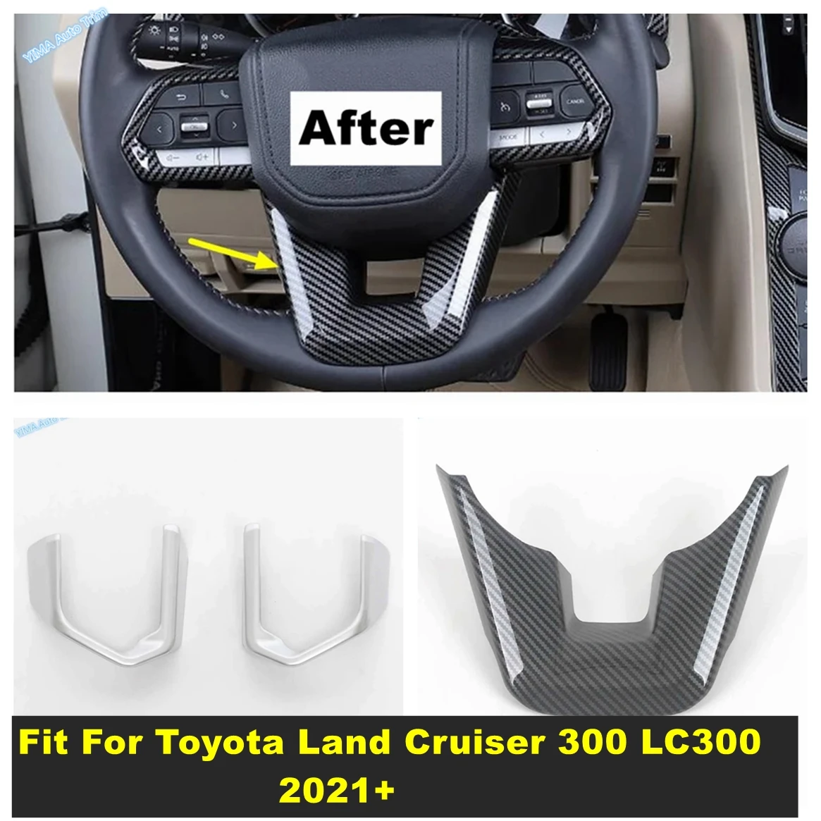 

ABS Auto Steering Wheel Decor Tuning Modification Cover Trim For Toyota Land Cruiser 300 LC300 2021 - 2024 Interior Accessories