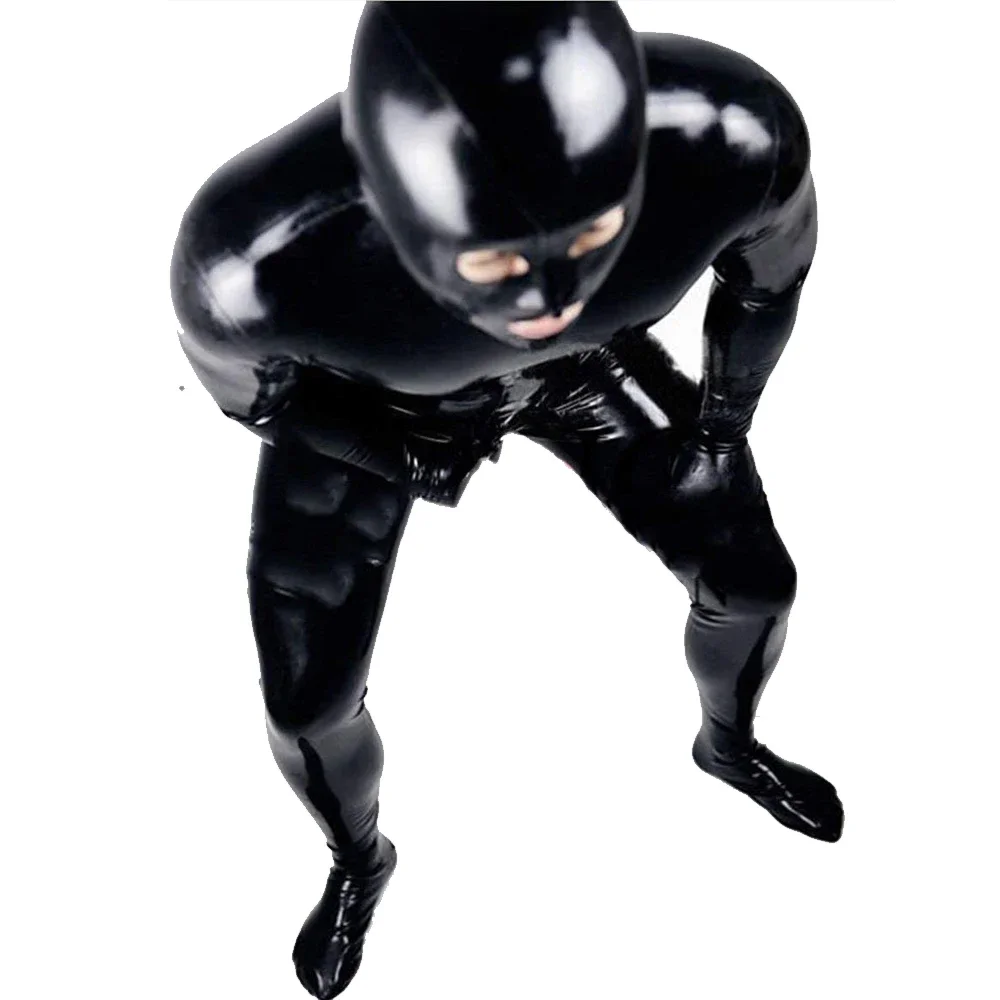 

Men Male Latex PVC Catsuit Plus Size 3XL Sexy Wetlook Faux Leather Night Club Full Bodysuit Gay Fetish Erotic Leotard Jumpsuit