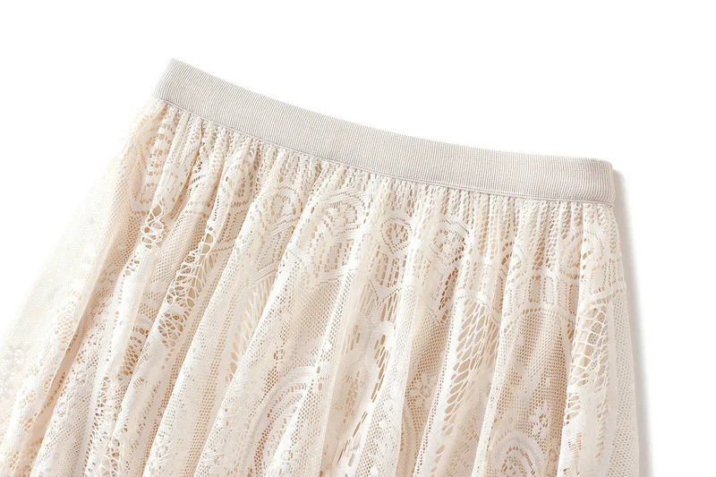 Sexy oco para fora solúvel em água casual saia de renda verão saias femininas novo magro elástico cintura alta a linha saia mulher roupas