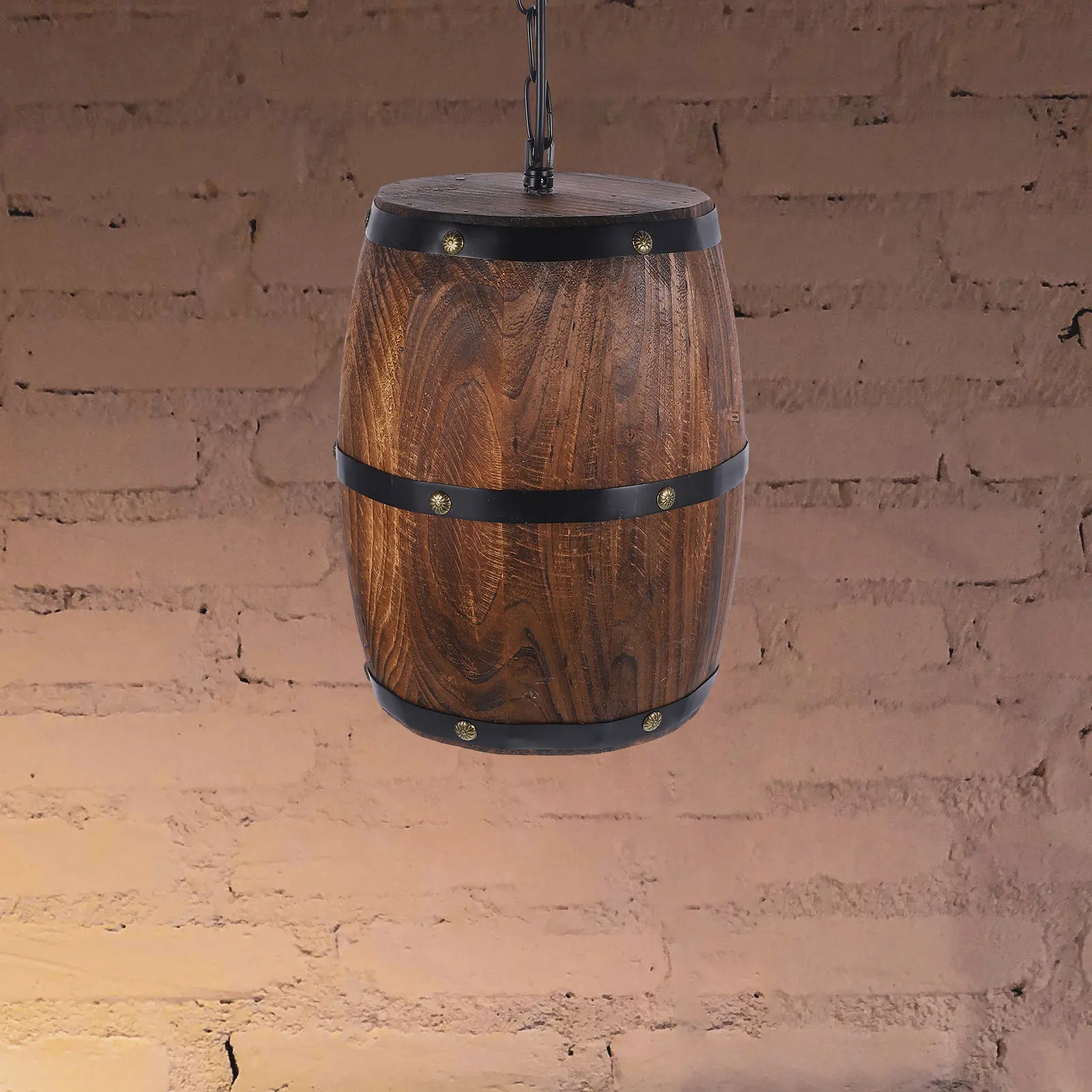 Wooden Industrial Pendant Ceiling Light E27 Socket Vintage Rustic Decorative Lighting