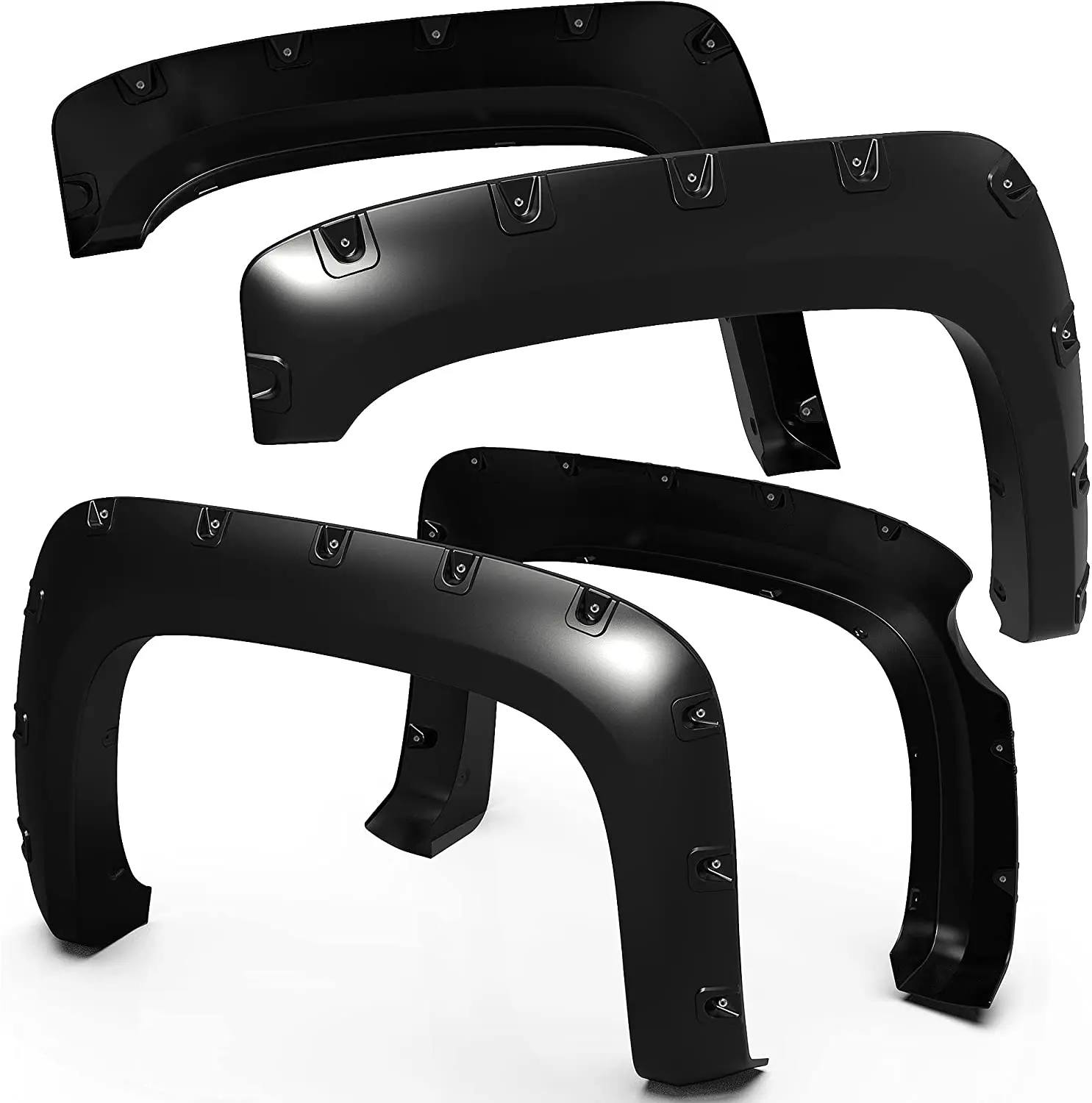  Paintable Smooth Matte Black Pocket Style Fender Flares For Chevy Silverado 1500 2007-2013 5.8' Bed