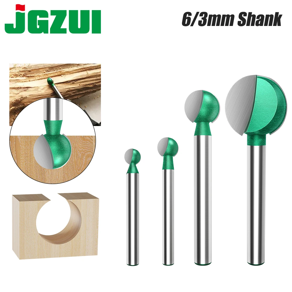 3mm 6mm Shank Ball Nose Round Carving Bit Cove CNC Milling Cutter Ball End Groove Router Bits Tungsten Carbide Woodworking Tools