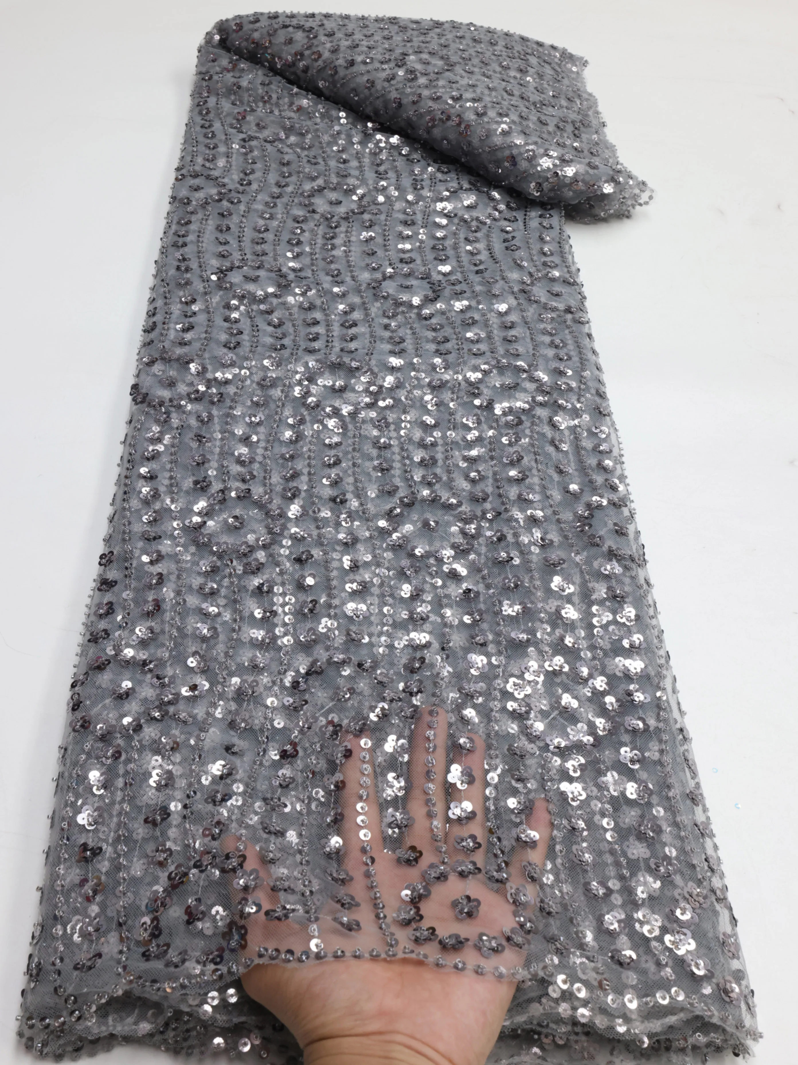 2025 럭셔리 아프리카 신랑 페르시 레이스 패브릭 자수 프렌치 메쉬 스팽글 레이스 패브릭 신부 결혼식을위한 나이지리아 얇은 명주 그물 레이스