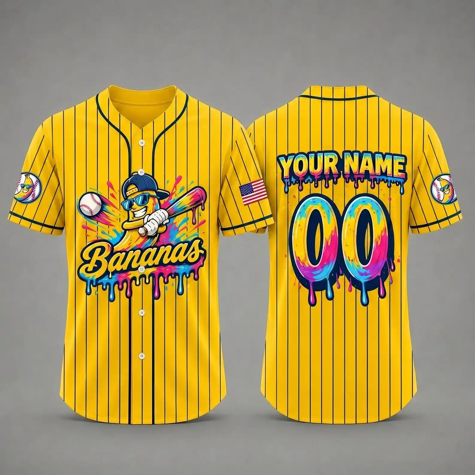 Custom Banana Team Baseball Jersey Personalized Cool Sport Shirt Trendy Streetwear Summer Top