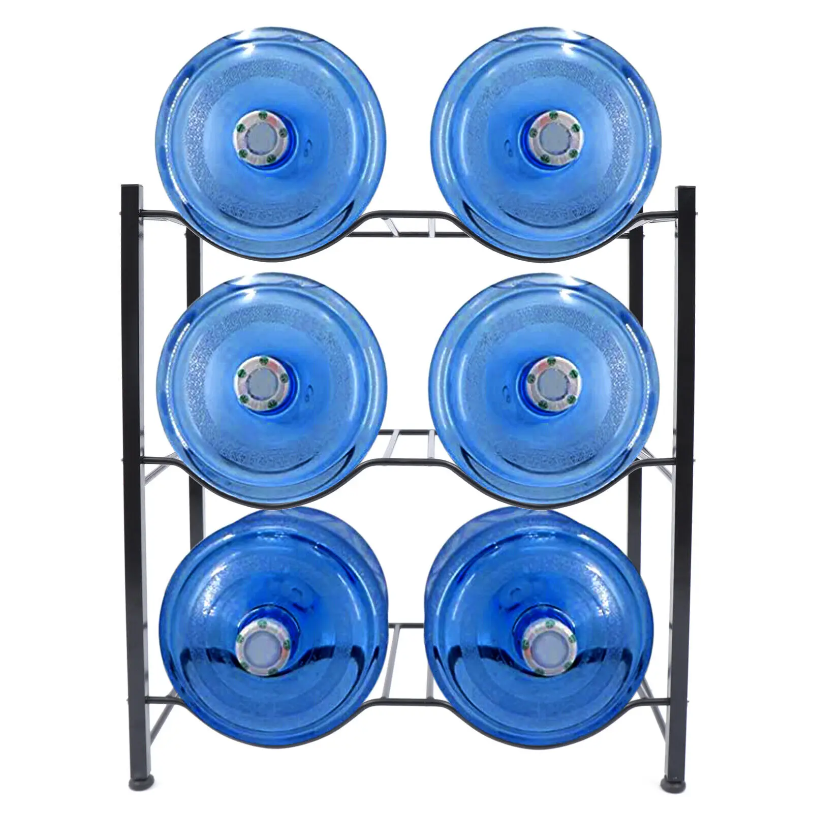 3-Tier 5 Gallon Water Jug Holder 6 Water Bottle Storage Rack Organizer Black Corner Bookcase Storage Holder