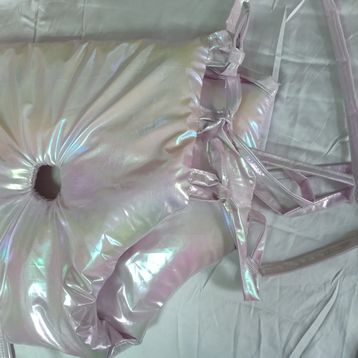 Handmade Man Hologram Cotton Blended Size Puffy Big Shape Bondage T-Briefs Elastic Waist