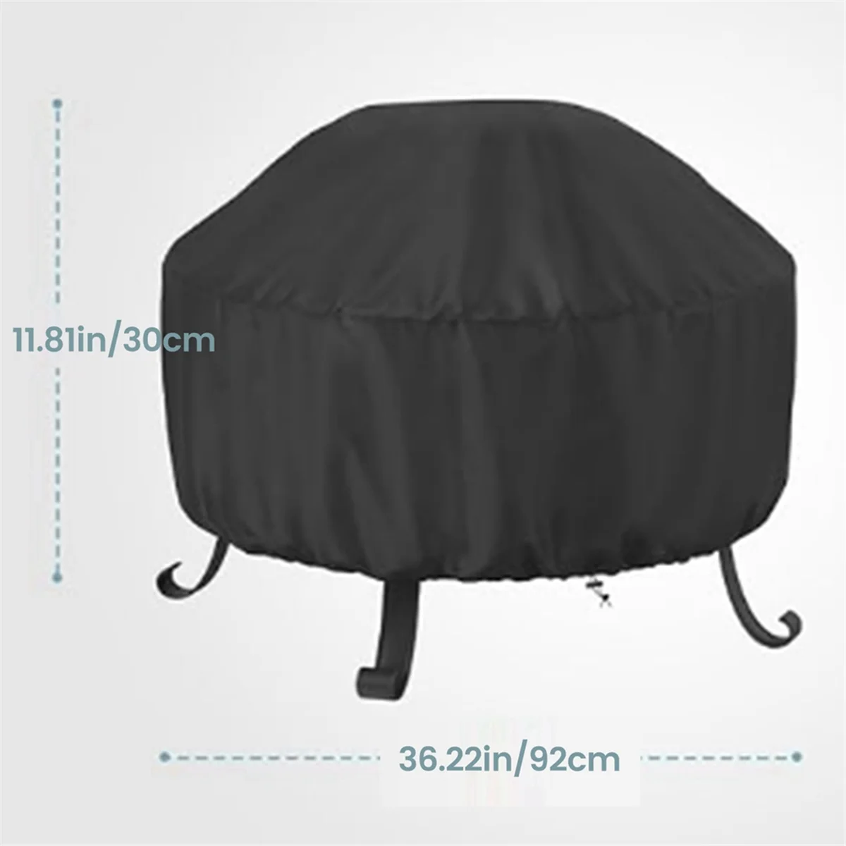 Fire Pit Cover Round 36 Inch Fire Pit Cover, Black, Windproof Drawstring and Waterproof Layer for 30-36 Inch Fire Pits