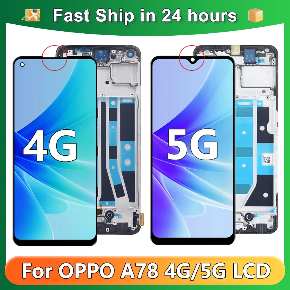 Original für oppo a78 5g lcd cph2483 cph2495 lcd display touch panel digitalis ierer für oppo a78 4g lcd cph2565 bildschirm rahmen  509