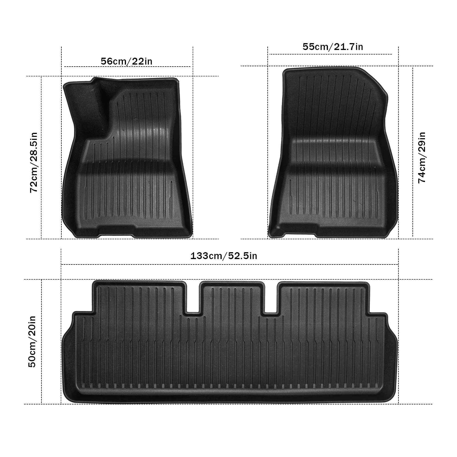 

3Pcs Car Floor Mats for Tesla Model 3 2021-2023 All-Weather Automotive Floor Mats Heavy Duty Car Mats Flexible Floor Liners