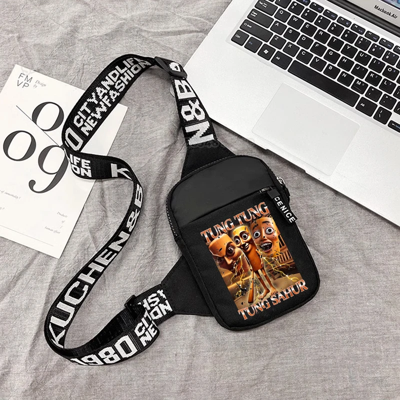 حقيبة الصدر الإيطالية Brainrot مجردة ميمي طباعة تونغ تونغ صحور Tralalero Tralala كابتشينو Assassino الخصر حزمة الاطفال حقيبة