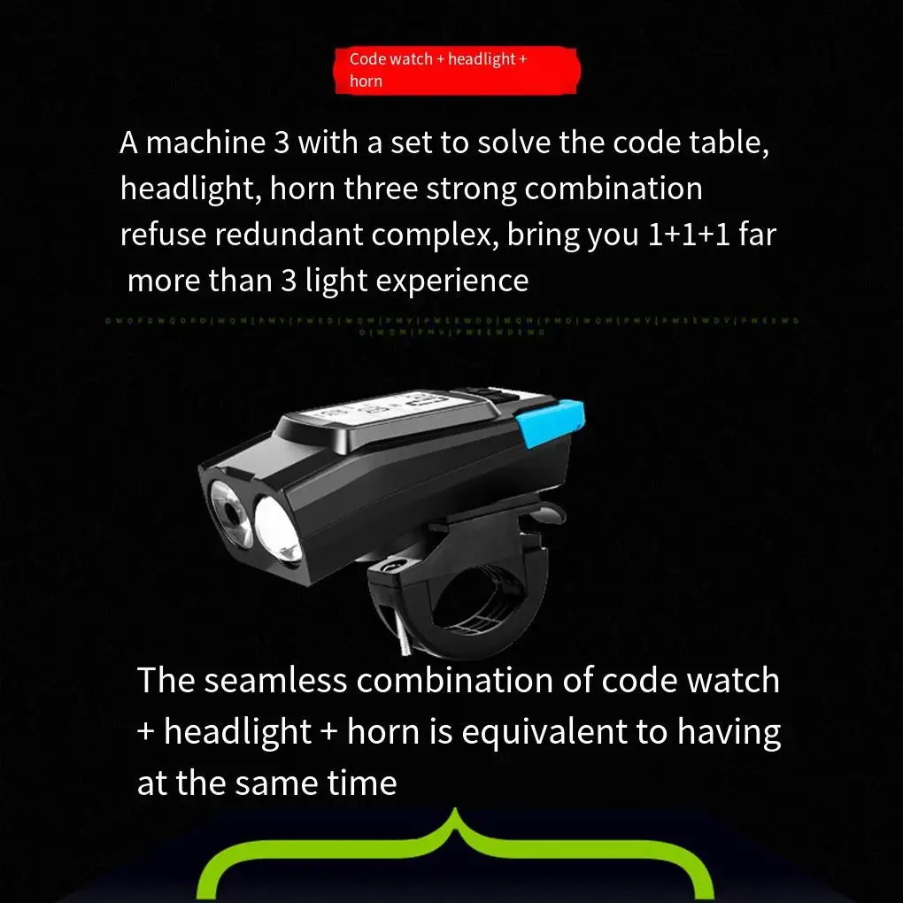 Safety With Dual Light Mode Bicycle Front Light Speedometer Single/dual Light Can Be Switched black