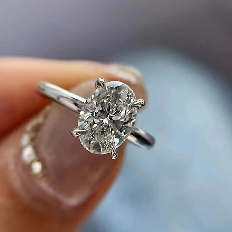 

IGI Lab Growing Diamond Ring Oval D Color 1 2 3Ct Solid 9K White Gold Ring Diamond wedding ring Factory Engagement Ring
