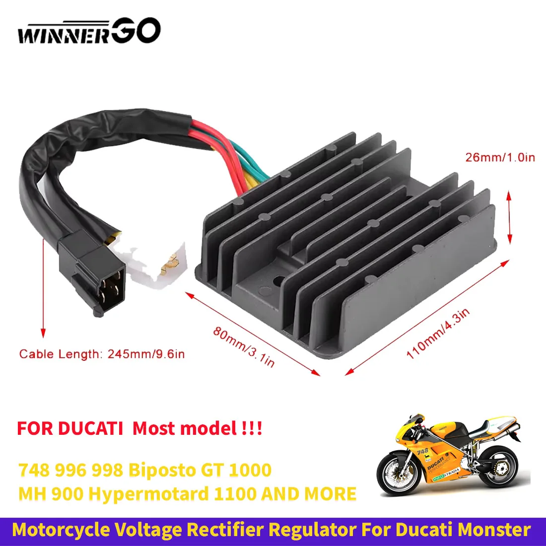 Motorcycle Rectifier Voltage Regulator For Ducati 748 996 998 999 Biposto GT 1000 MH 900 Hypermotard 1100  54040111C