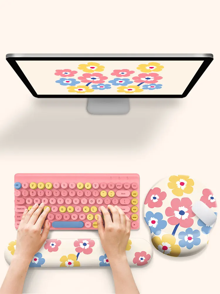 

Colorful Mouse Pad Wrist Rest Silicone Protection Ergonomic Cute Flower Mousepad Gifts For Students Girls Friends Office Home