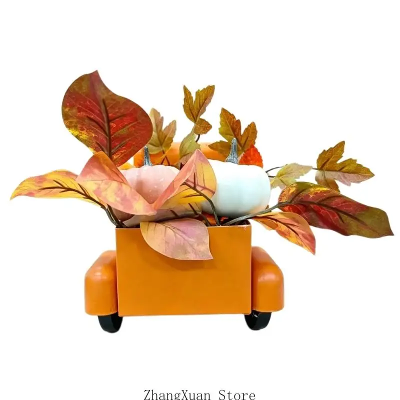 LKW-Element Eingangsbereich für die Herbstsaison mit Metall-Ernte-Frachtdetail und Thanksgiving-Regaldisplay für die – Detail 7