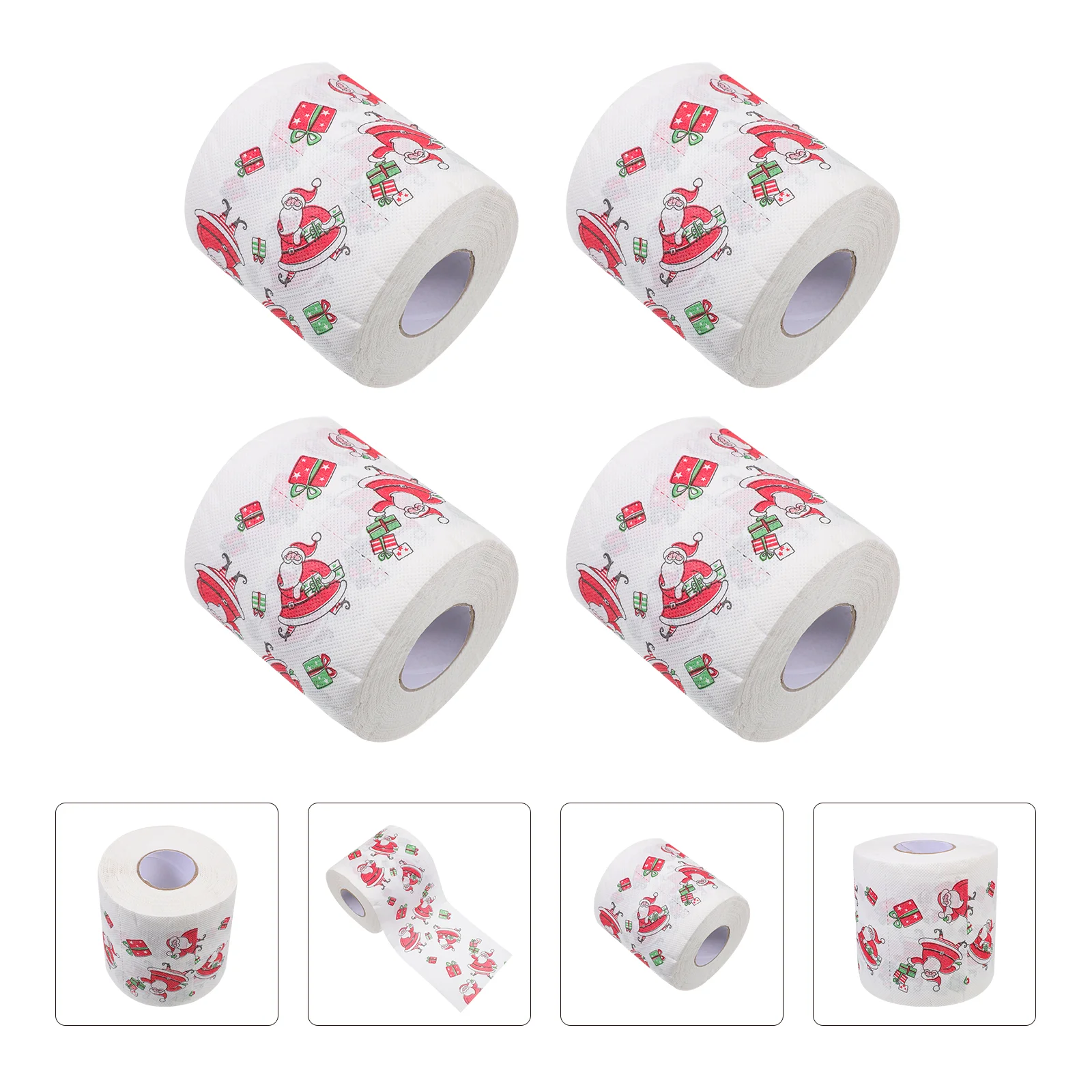 4 Rolls Toilet Paper Christmas Xmas Pattern Party Supply Festival Dinner Napkin Dining Table Printing Tissues Shopping