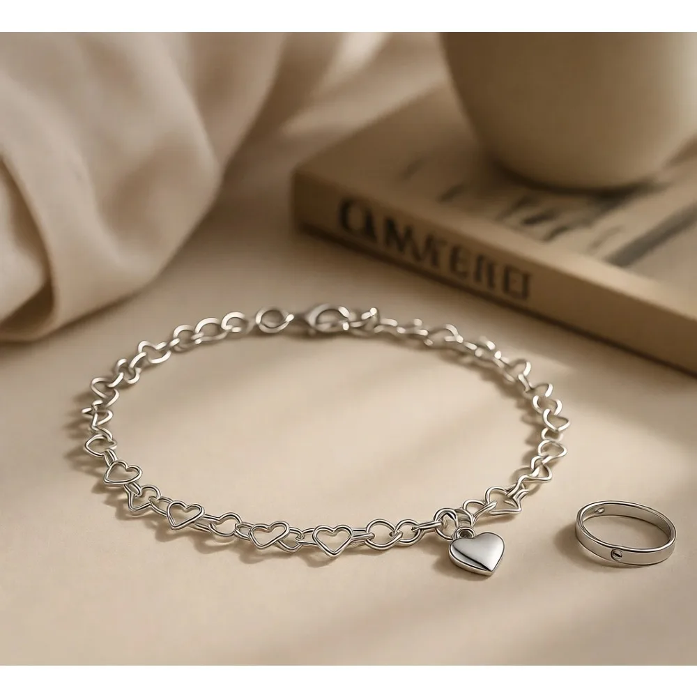 

Изящный регулируемый браслет на ногу из стерлингового серебра с цепочкой в виде сердечек 3 мм, до 10 дюймов, гибкая регулировка размера.