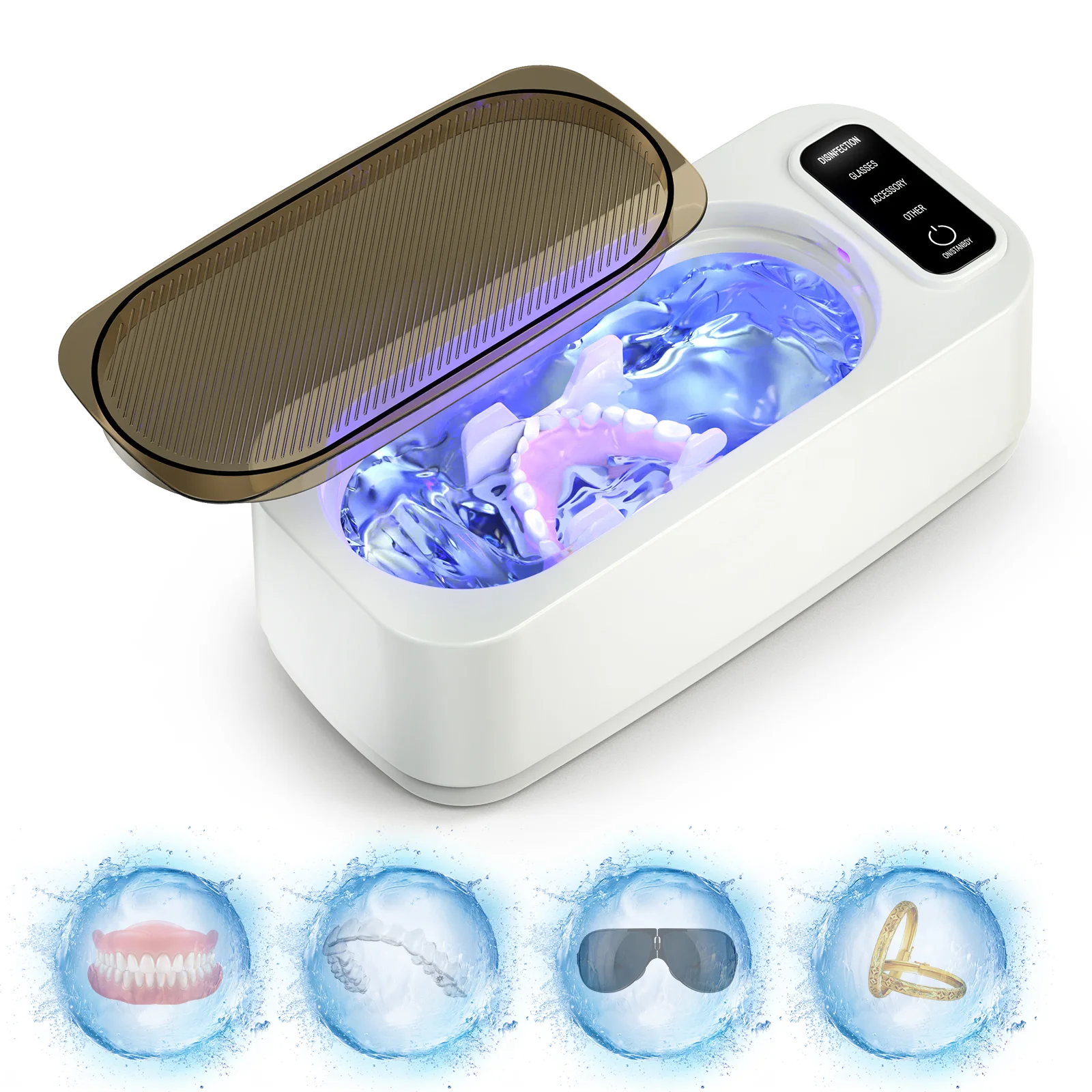 UV Ultrasonic Cleaner For Denture Cleaner 24W Portable Braces Mouth Guards Jewelry Cleaning Machine False Teeth Retainer Cleaner