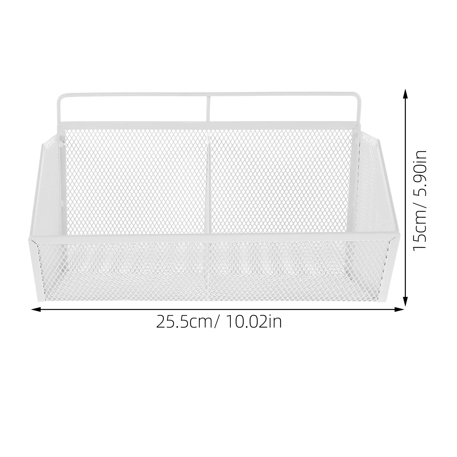 2 Compartment Metal File Basket: White Iron Desktop Organizer Rack For Office Storage, Magazine Paperwork Sorting, Mesh Document
