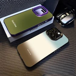 Luxury Gradient Color Matte Silver IMD Phone Case For iPhone 16 15 14 Pro Max Plus 11 12 13 7 8 Plus X XR Shockproof Back Cover