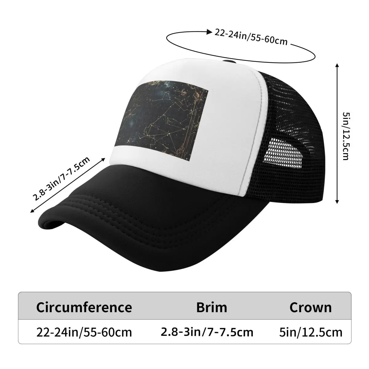 Golden Celestial Stars Zodiac Constellations 8 Cap Fashion Mesh Baseball Caps Adjustable Hat Hip Hop Summer Unisex Baseball Hats