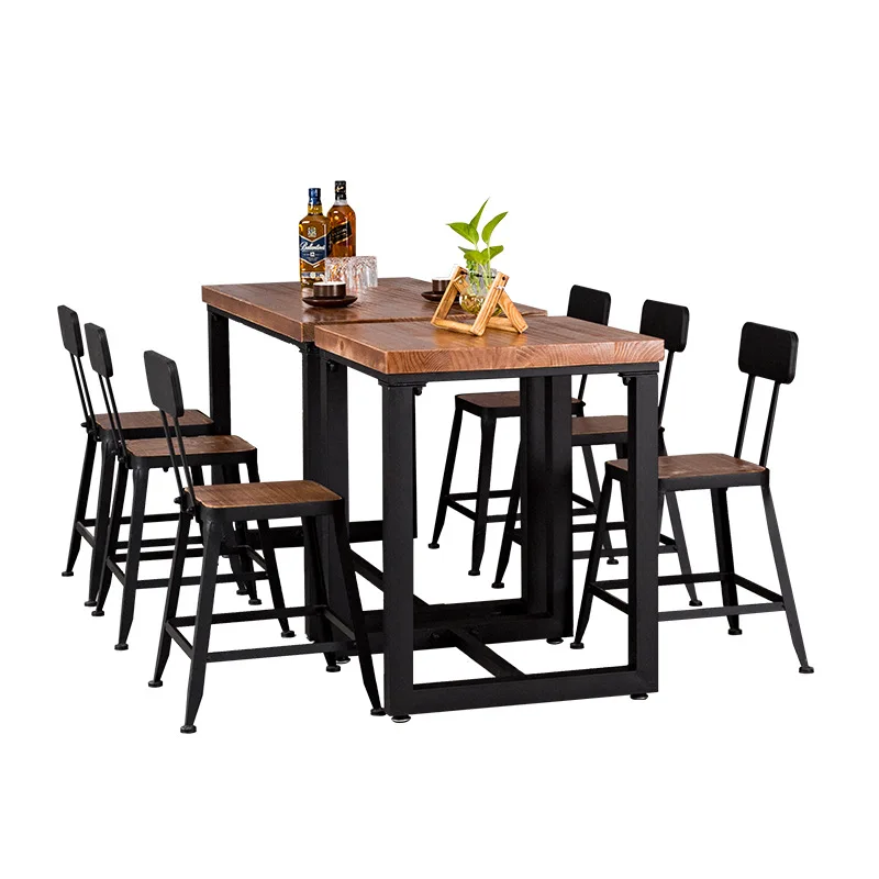 

High Quality Commercial Dining Table Snack Bar Combination American Solid Wood Catering Dessert Milk Tea Shop