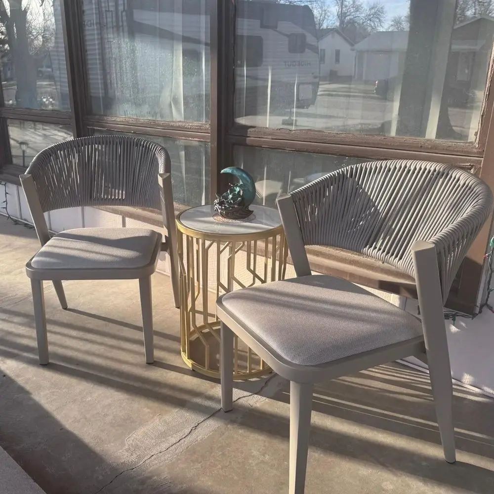 

2 Pieces Outdoor Dining Chair AllWeather Wicker Aluminum Frame Patio Dining Chair for Lawn Garden Backyard Deck with Cushion, C