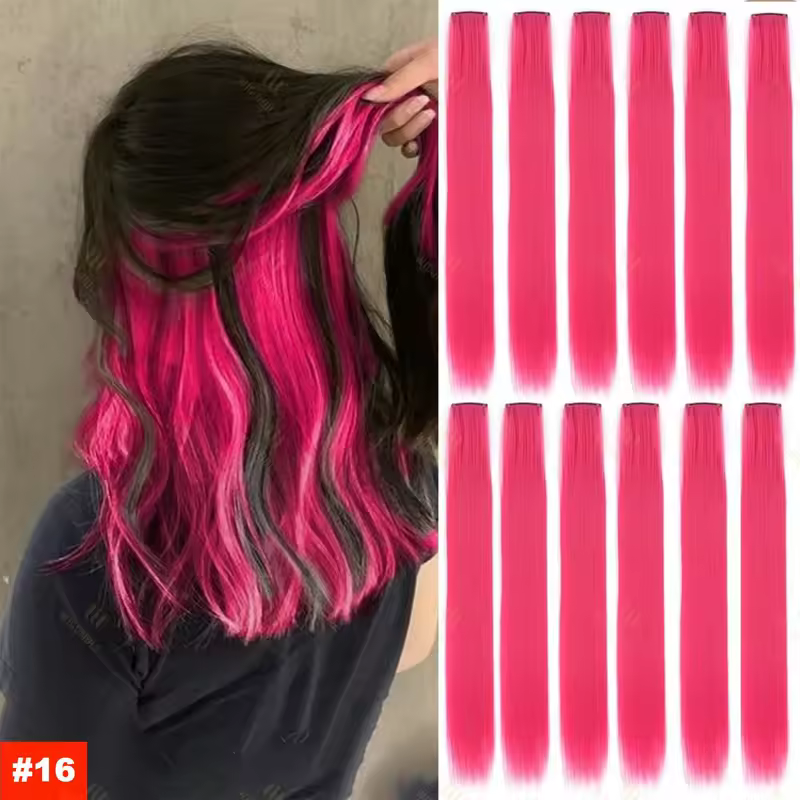 22Inch Synthetic Long Straight Clip In Hair Extensions High Temperature Hairpieces Rainbow Colors Hair Accessories for Women - Image 15