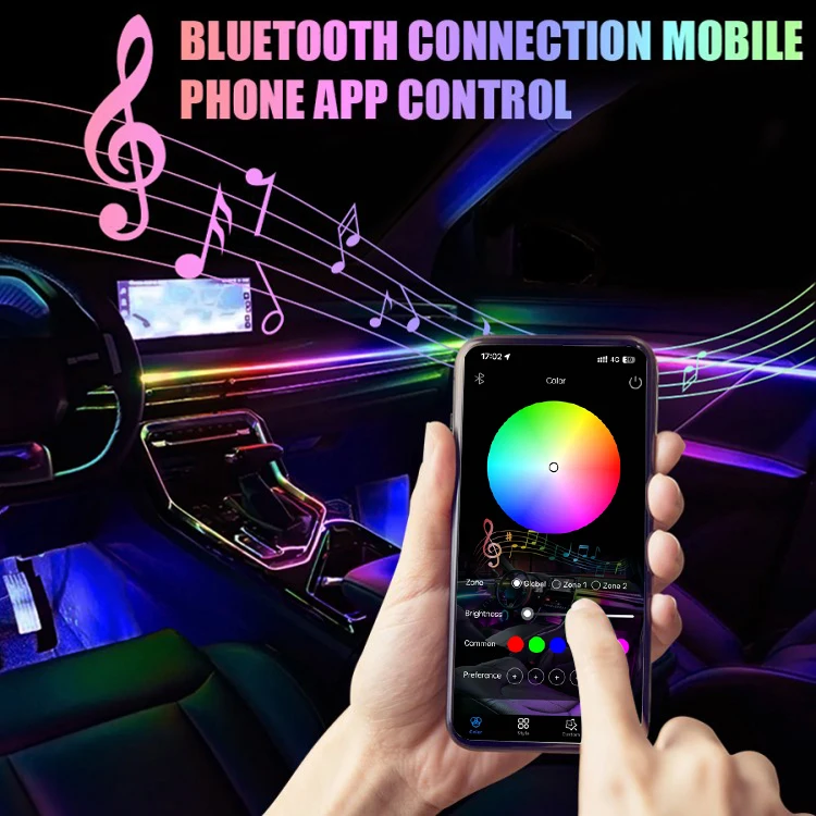 Smart App Control Symphony Car Ambient Light 26 1 Acrylic LED Atmosphere Strip Multiple Modes Music Sync Interior Universal Fit