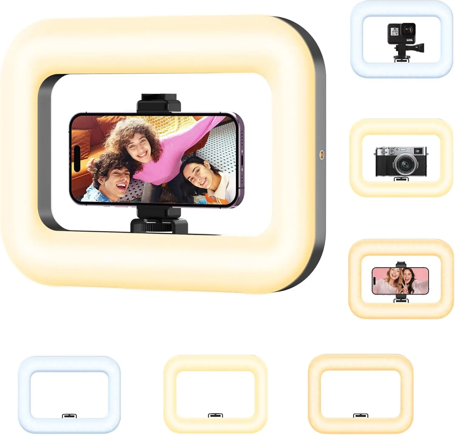 

Rechargeable Ring Light Without Stand, Cordless Square Ring Light for 360 Photo Booth Accessories, Phone Video Stabilize