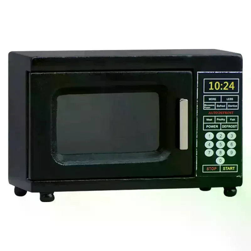 1:12 casa de bonecas em miniatura preta forno de micro-ondas móveis modelo de casa decoração brinquedo acessórios para casa de boneca